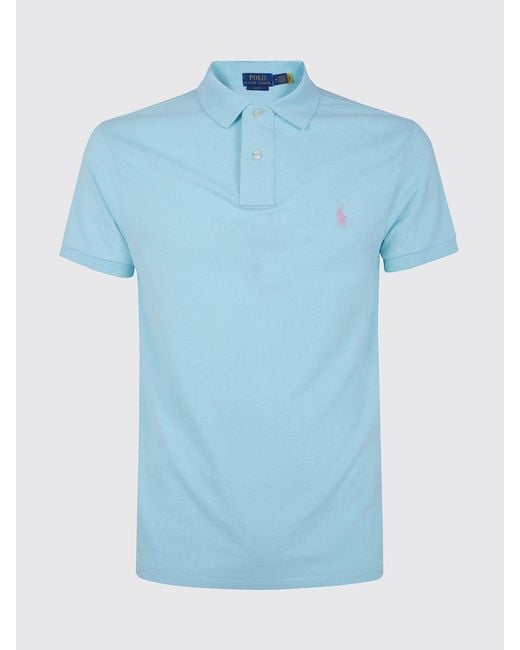 Polo Ralph Lauren Blue Pony Logo Cotton Polo Shirt for men