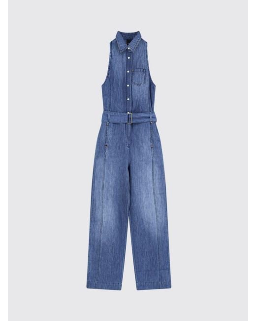 Pinko Blue Cotton And Linen Jumpsuit