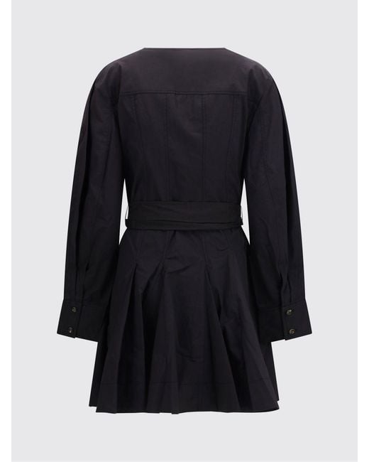 Ganni Blue Stretch Cotton Chemisier Dress