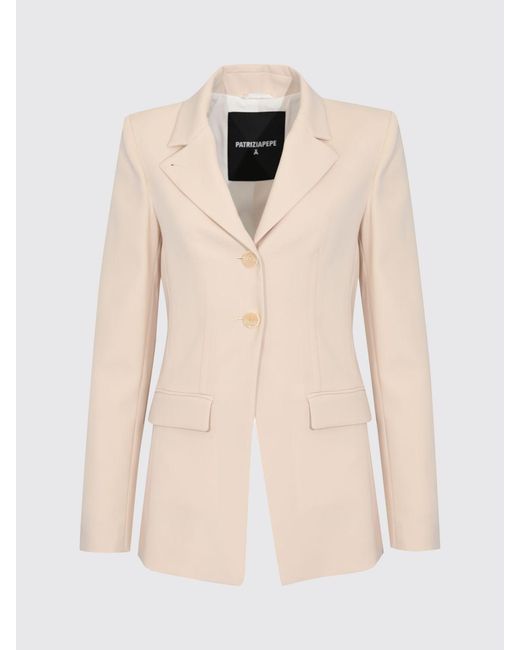 Patrizia Pepe Natural Single-Breasted Polyester Blazer