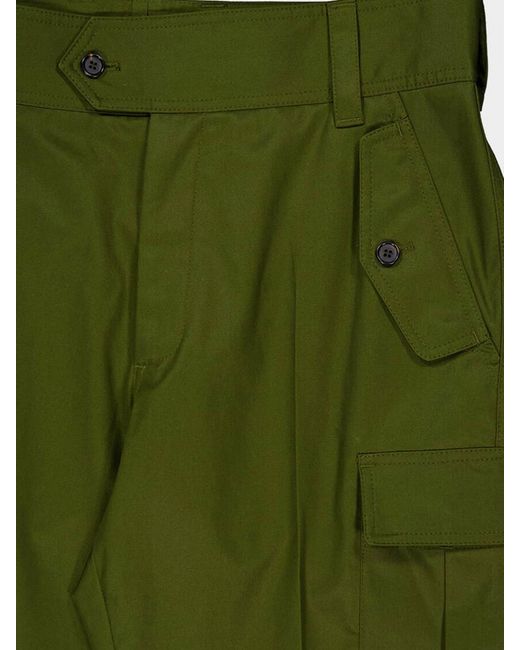 McQueen Green Cotton Cargo Trousers for men