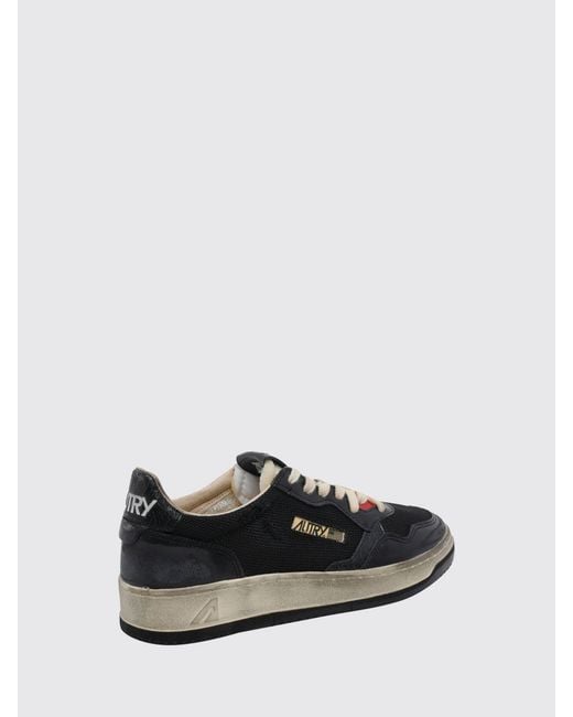 Autry Black Medalist Low Super Vintage Calfskin Sneakers With Worn Effect for men