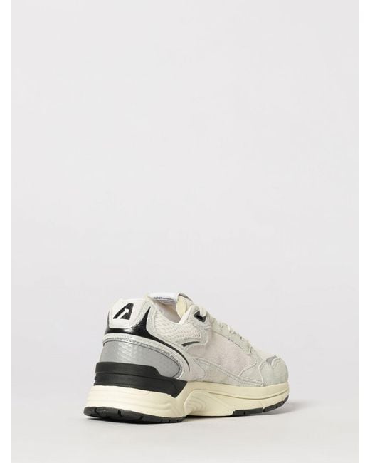 Autry White Hyperway Two-Tone Leather And Mesh Sneakers With Cut-Out Logo