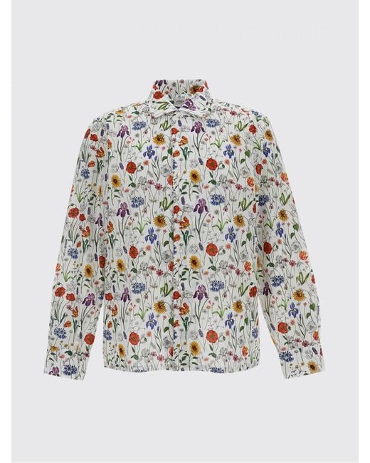 Junya Watanabe Blue Cotton Shirt With Floral Print for men