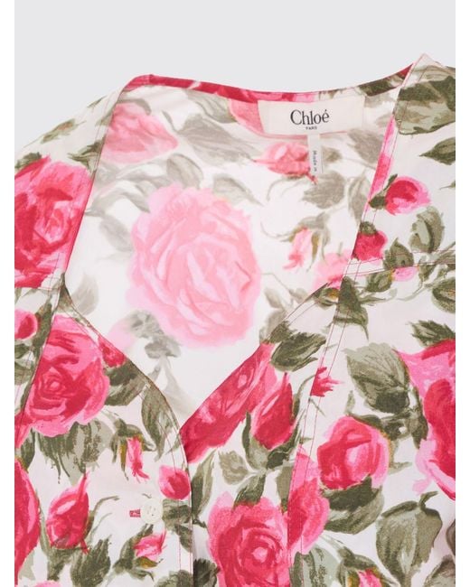 Chloé Blue ChloÉ Cotton Cropped Top With Floral Print