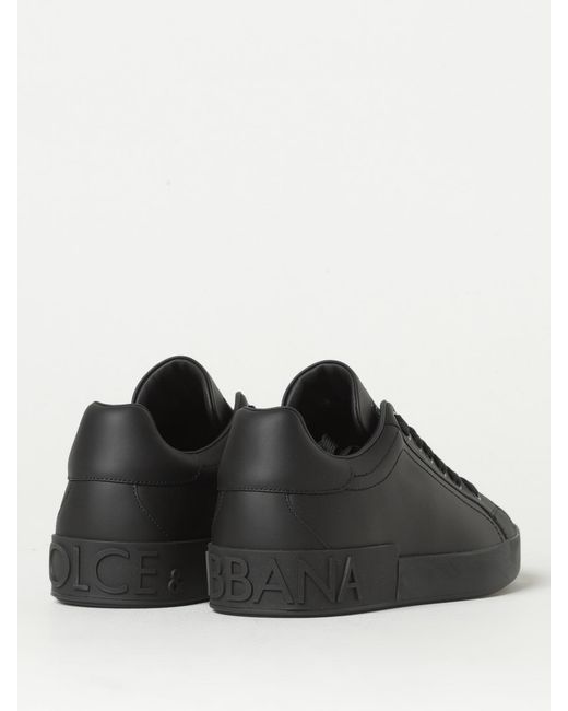 Dolce & Gabbana Black Leather Sneakers With Logo for men