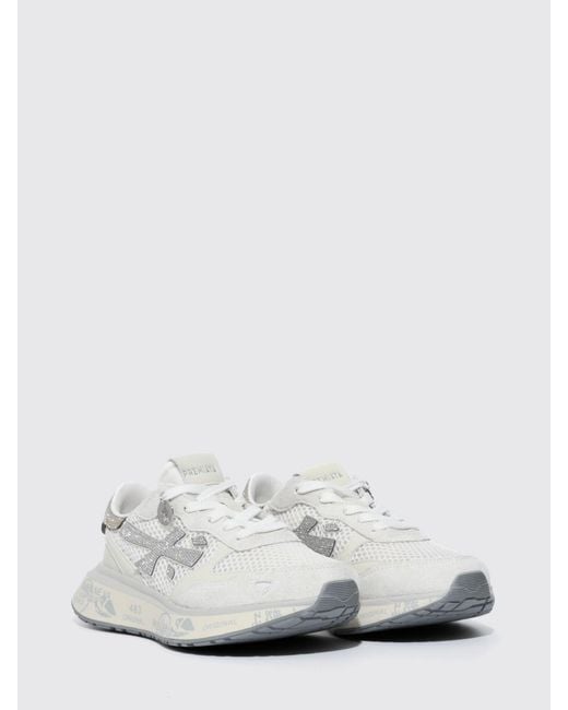 Premiata White Lauryn Suede And Mesh Sneakers