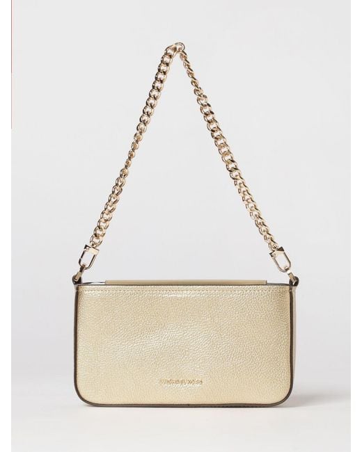 Michael Kors Natural Bryant Small Laminated Grained Leather Pouch