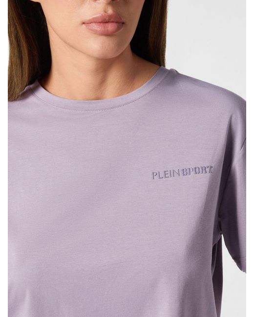 Philipp Plein Purple Crop Cotton T-Shirt