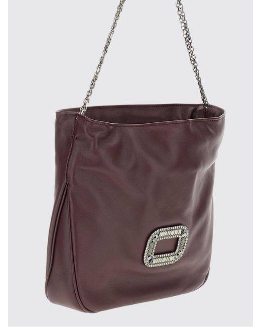 Roger Vivier Purple Pilgrim Jewel Buckle Mini Nappa Leather Bucket Bag