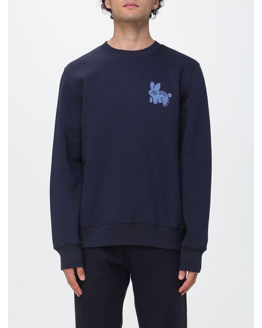 Paul Smith Blue Crewneck Cotton Blend Sweatshirt With Contrast Logo for men