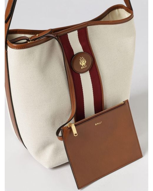 Bally White Cotton Blend And Leather Bucket Bag