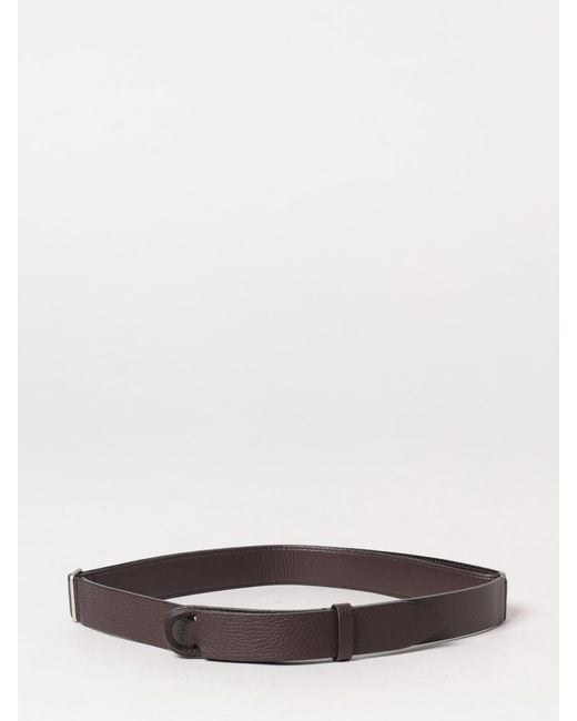 Orciani White Nobuckle Hammered Leather Belt for men