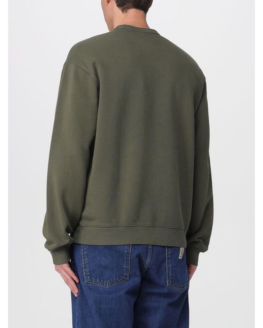 Carhartt Green Crew-Neck Sweatshirt With Logo for men