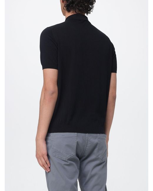 Drumohr Black Cotton Knit Polo Shirt for men