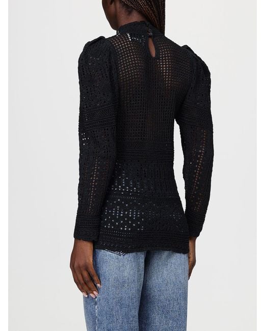 Isabel Marant Black Crochet Cotton Blend Top