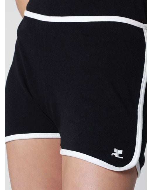 Courreges Black CourrÈ Ges High-Waisted Cotton Shorts With Elasticated Waist
