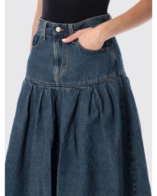 Levi's Blue High-Waisted A-Line Denim Midi Skirt With Bull Pockets