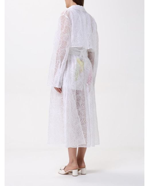 Genny White Silk Trench Coat