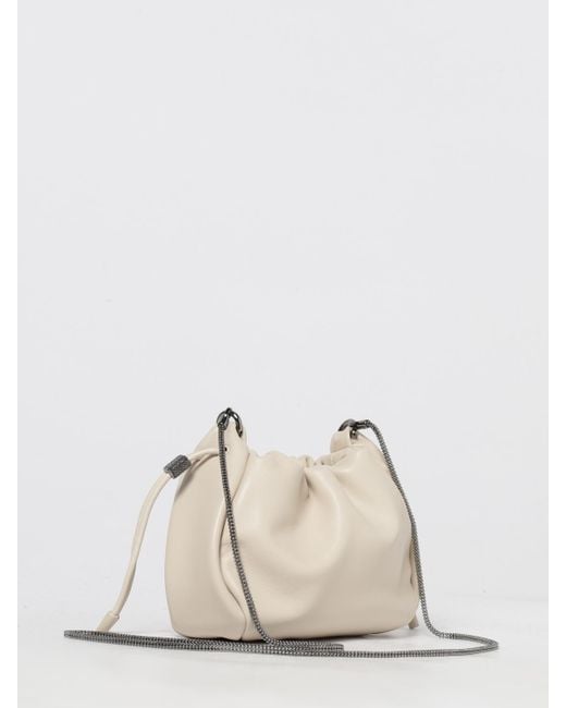 Borsa Bucket Mellow Mini di Brunello Cucinelli in Natural