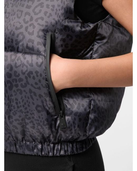 Philipp Plein Blue Animal Print Quilted Nylon Gilet With High Neck