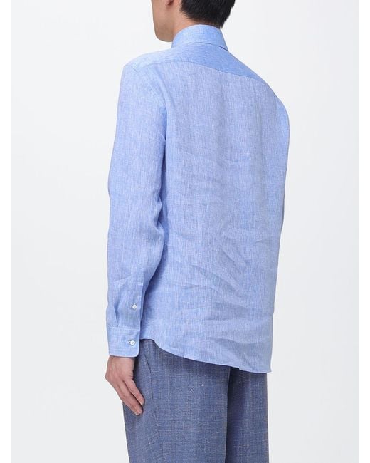 Brunello Cucinelli Blue Linen Shirt for men