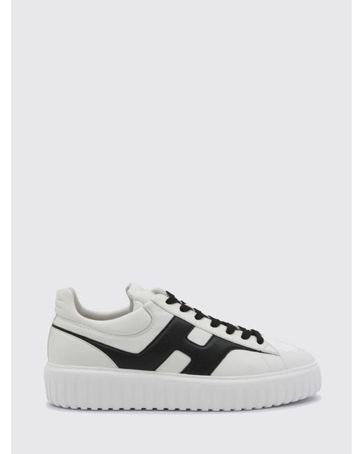 Hogan White H-Stripes Leather Sneakers for men