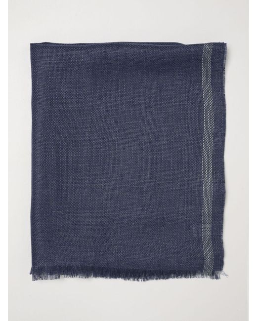 Brunello Cucinelli Blue Linen Scarf for men