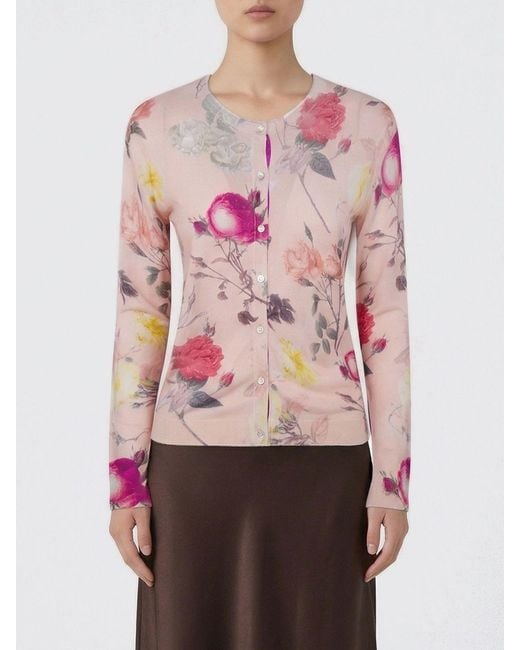 In bed with You Pink Floral Cotton And Silk Cardigan