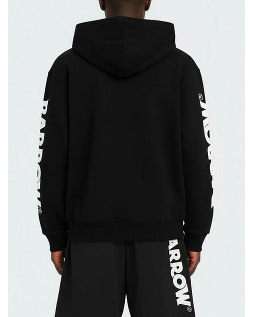 Barrow Black Cotton Hoodie With Logo for men