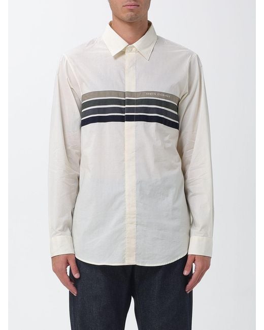 ARMANI EXCHANGE White Cotton Poplin Shirt for men