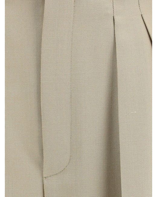 Saint Laurent Natural Wool And Silk Tailored Trousers