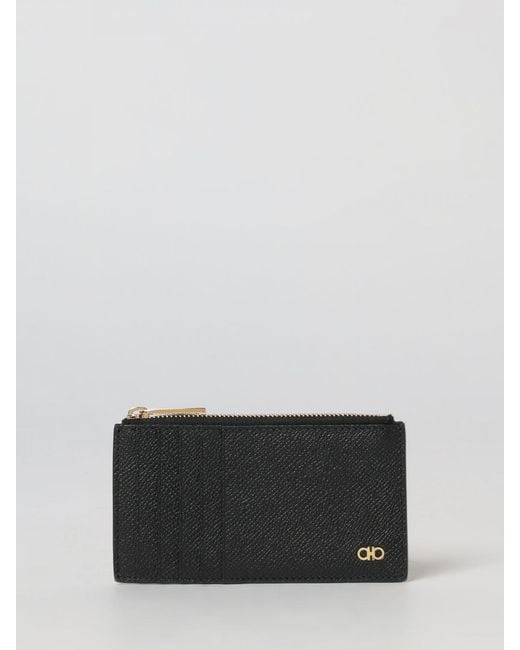 Ferragamo Gray Gancini Embossed Leather Card Holder for men