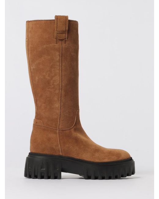 Hogan Brown Flat Ankle Boots