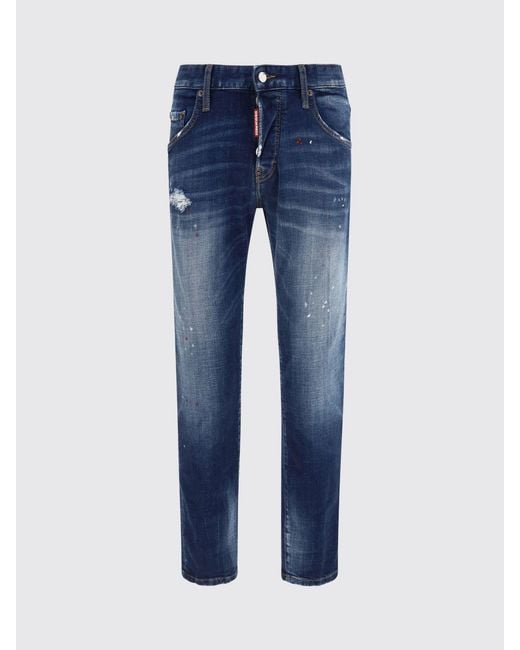 DSquared² Blue Skater Skinny-Fit Stretch-Denim Jeans With Distressed Effect for men