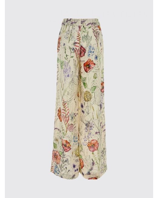 McQueen Natural Printed Viscose Palazzo Trousers