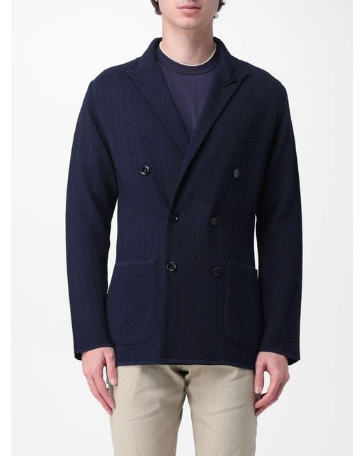 Lardini Blue Double-Breasted Blazer for men