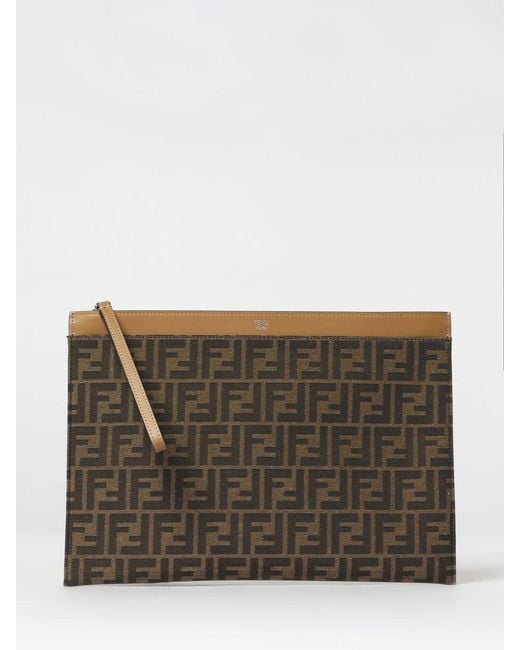 Fendi Gray Ff Large Flat Pouch for men