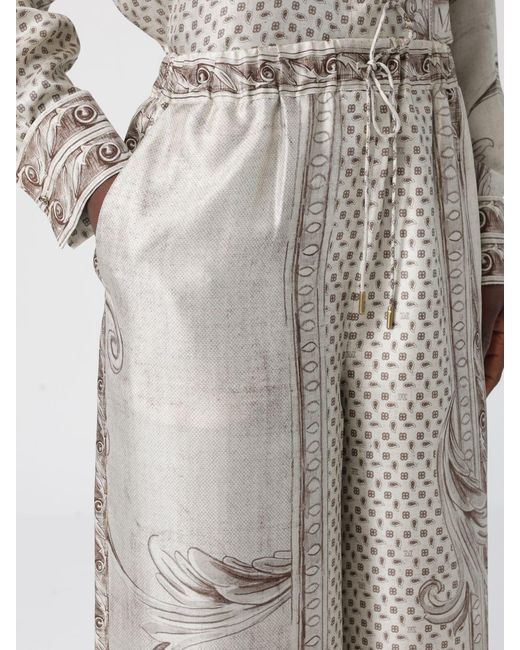 Max Mara Gray Paisley Silk Trousers