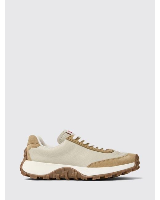 Camper White Drift Trail Grained Leather And Suede Sneakers