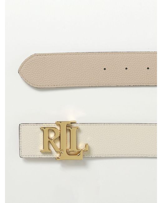 Cintura reversibile in pelle a grana di Polo Ralph Lauren in Natural