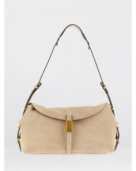 Pinko Natural Medium Suede Saddle Bag Baguette Shoulder Bag