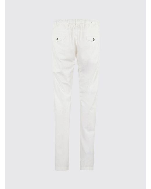 Eleventy White Cotton Blend Trousers With Drawstring for men