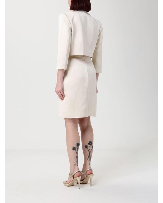 Elisabetta Franchi Natural Duchesse Dress With Crop Jacket
