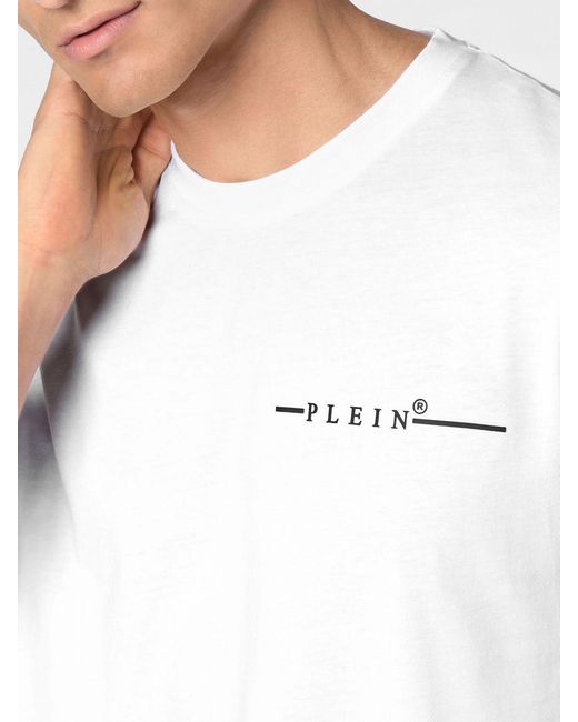 Philipp Plein White Cotton T-Shirt With Contrasting Chest Logo for men