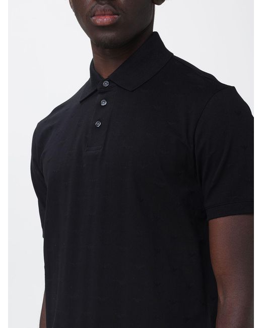 Emporio Armani Blue All-Over Logo Cotton Piqué Polo Shirt for men