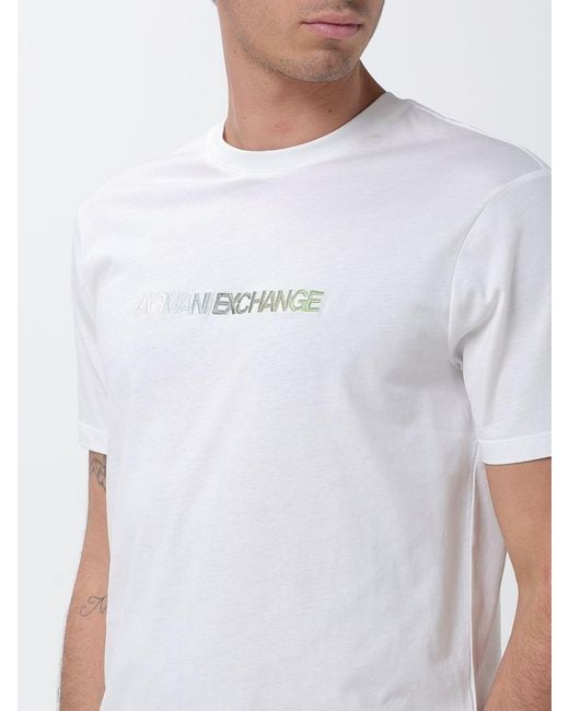 ARMANI EXCHANGE White Cotton T-Shirt With Logo for men