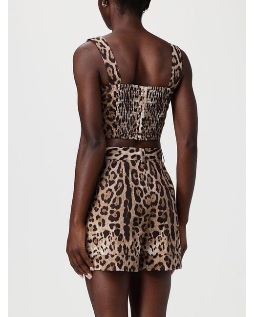 Dolce & Gabbana Brown Dolce &Amp Gabbana Animal Print Cotton Crop Top