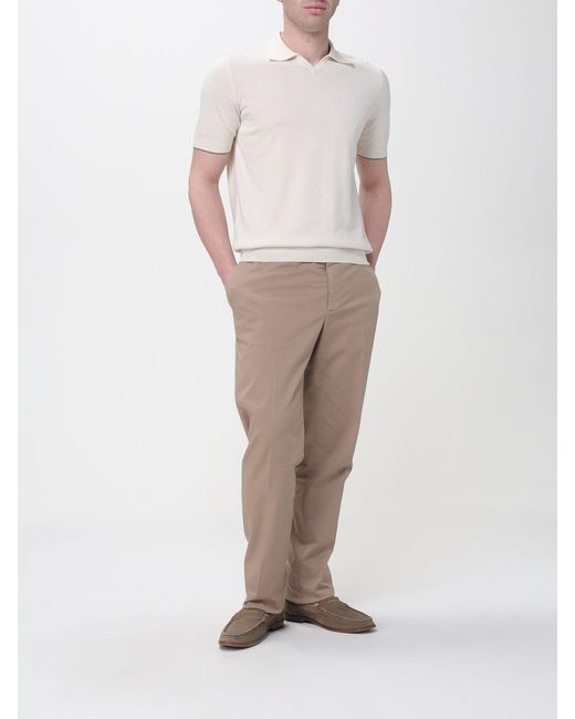 Brunello Cucinelli White Cotton Knit Polo Shirt for men