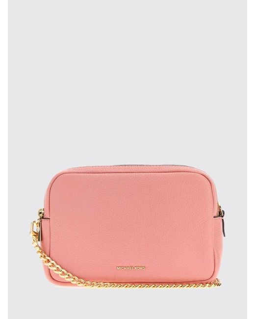 Michael Kors Pink Bryant Pebbled Leather Crossbody Bag With Chain Handle